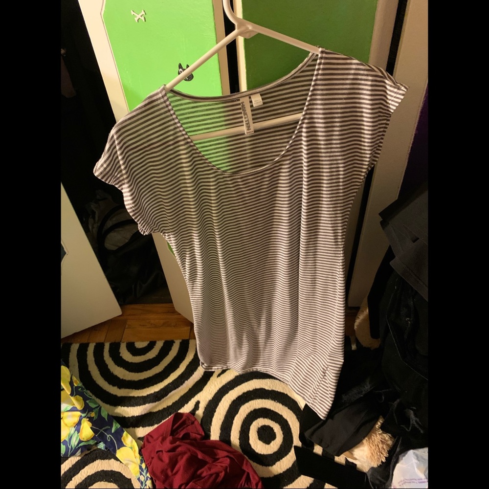 grey striped shirt sheer